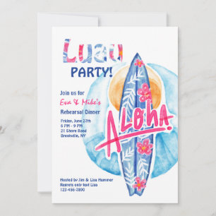 Invitación de tabla de surf Aloha
