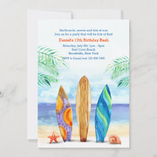 Invitación de tablas de surf en la playa