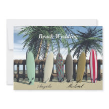 Invitación de tablas de surf para boda en la playa