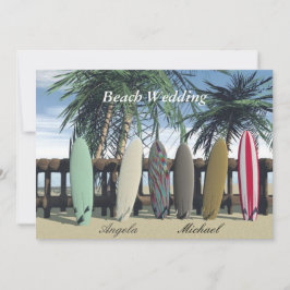 Invitación de tablas de surf para boda en la playa