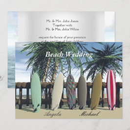 Invitación de tablas de surf para boda en la playa