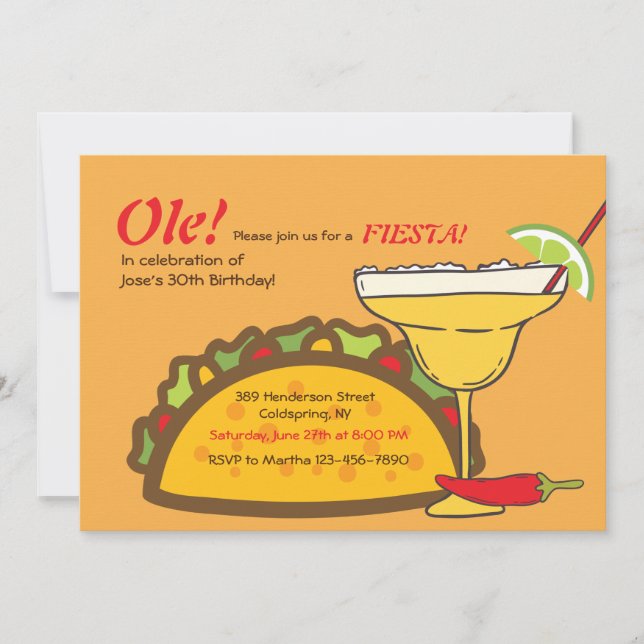 Invitación de Tacos y Margaritas (Anverso)