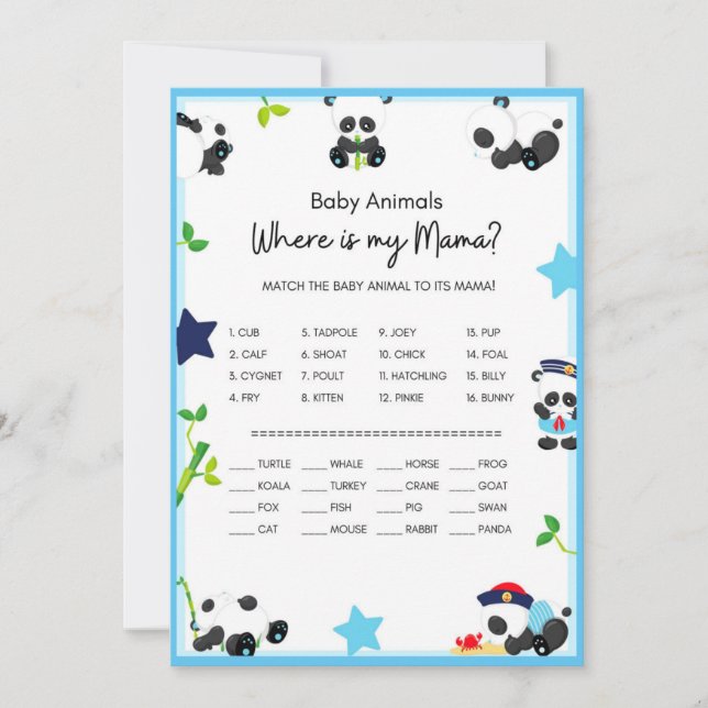 Invitación de tamaño de juego Baby Shower de Panda (Anverso)