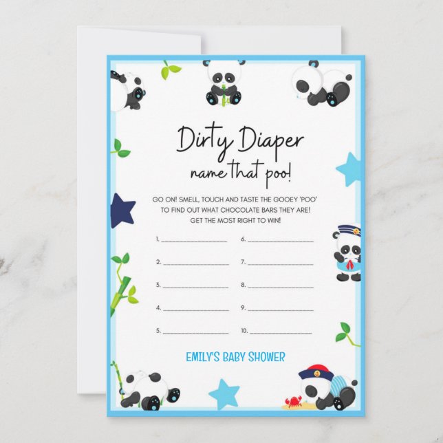 Invitación de tamaño de juego Baby Shower de Panda (Anverso)