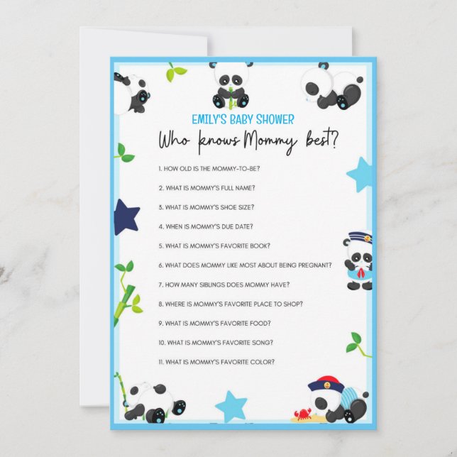 Invitación de tamaño de juego Baby Shower de Panda (Anverso)