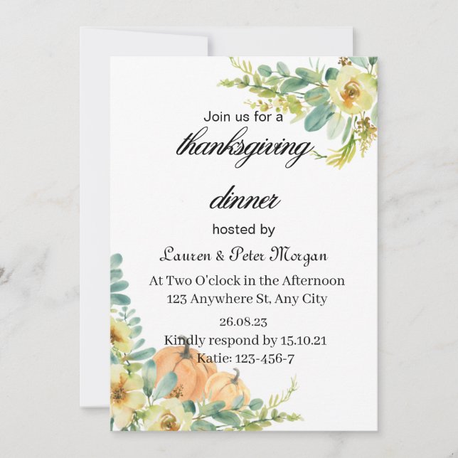Invitación de Tanquesgiving (Anverso)