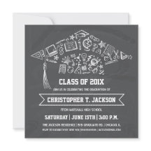 Invitación de tapón de graduación de Chalkboard co