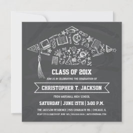Invitación de tapón de graduación de Chalkboard co