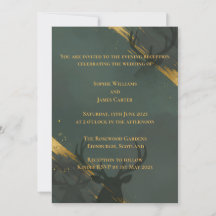 Invitación de Tarde de Oro y Verde Botella Oscuro