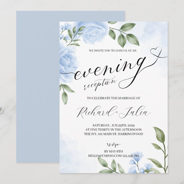 Invitación de Tarde para Recepción de Boda CRISTAL (Anverso / Reverso)