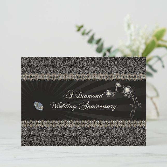 Invitación de Tarjeta de Aniversario de Bodas de D (Anverso de pie)