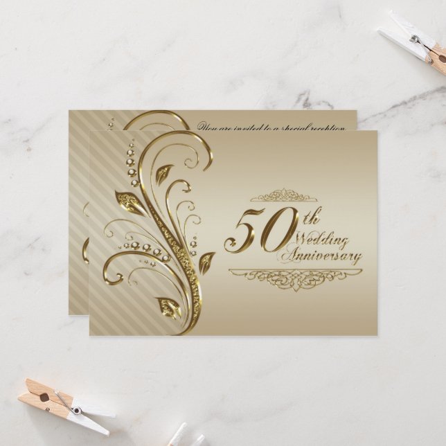 Invitación de tarjeta de aniversario de bodas de o (Anverso/Reverso In Situ)