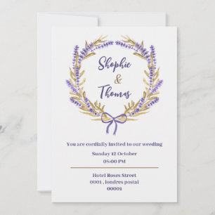 invitación de tarjeta de boda con flores de acuare