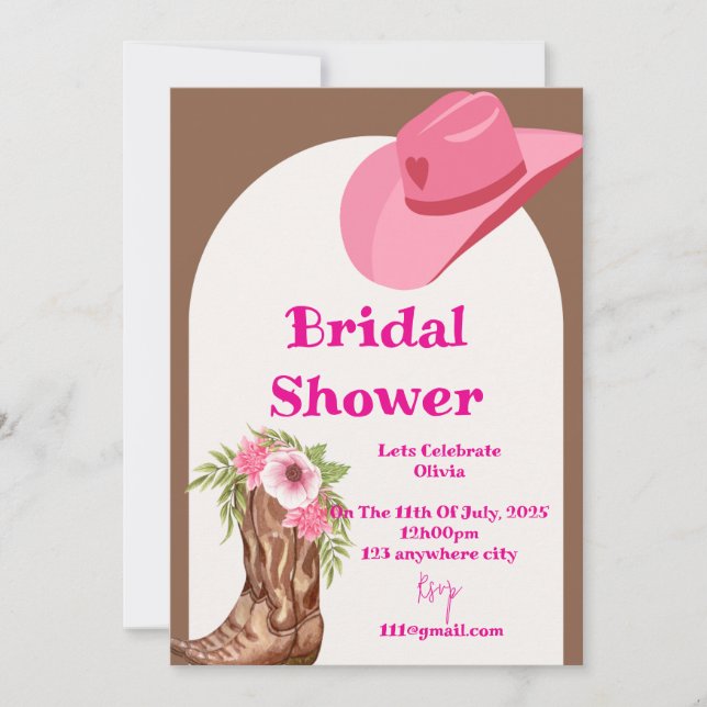 invitación de tarjeta de boda de vaquero floral ro (Anverso)