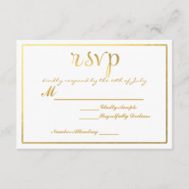 Invitación de tarjeta de boda RSVP con lámina de o