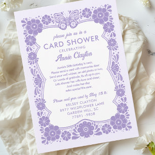 Invitación de tarjeta de cumpleaños con flores mor
