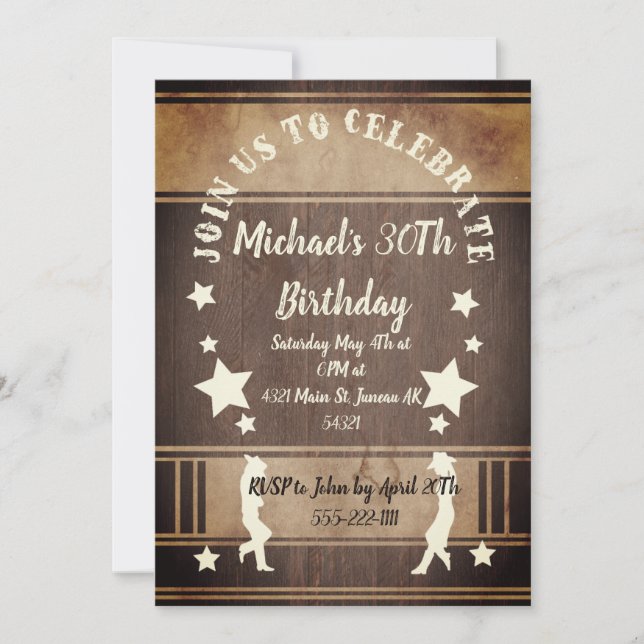 invitación de tarjeta de cumpleaños con silueta de (Anverso)
