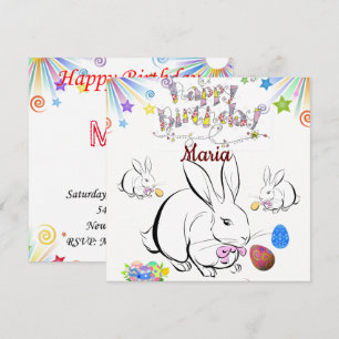 Invitación de Tarjeta de Cumpleaños Conejo