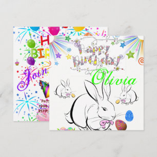 Invitación de Tarjeta de Cumpleaños Conejo