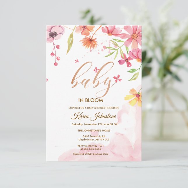 Invitación de Tarjeta de Cumpleaños de Baby Shower (Anverso de pie)