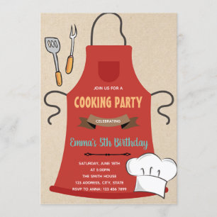 Invitación de tarjeta de cumpleaños de chef cocina