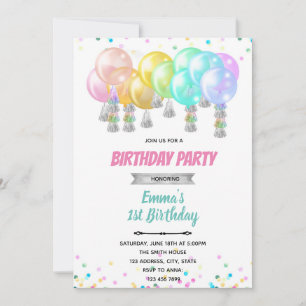 invitación de tarjeta de cumpleaños de globo paste