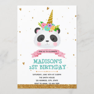 invitación de tarjeta de cumpleaños de panda unico