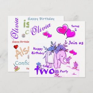 Invitación de Tarjeta de Cumpleaños Elefante