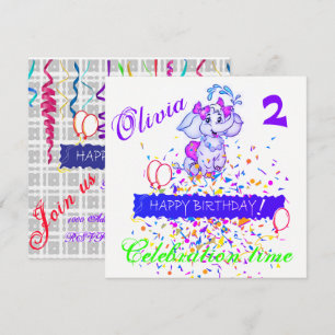 Invitación de Tarjeta de Cumpleaños Elefante