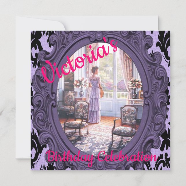 Invitación de Tarjeta de Cumpleaños Feliz Victoria (Anverso)