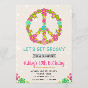 Invitación de tarjeta de cumpleaños hippie