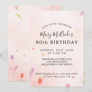 Invitación de tarjeta de cumpleaños número 80