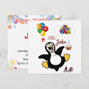 Invitación de Tarjeta de Cumpleaños Pingüino