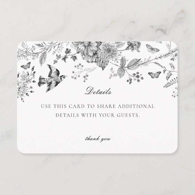 Invitación de tarjeta de detalles florales de tela (Anverso)