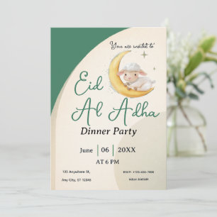 invitación de tarjeta de Eid Al Adha oveja verde p