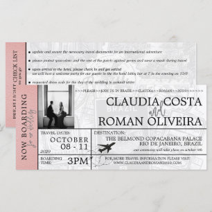 Invitación de tarjeta de embarque de boda Brasil R