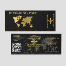 Invitación de tarjeta de embarque para boda de des