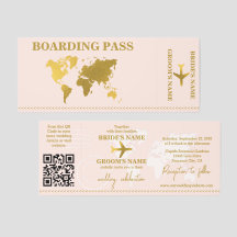 Invitación de tarjeta de embarque para boda de des