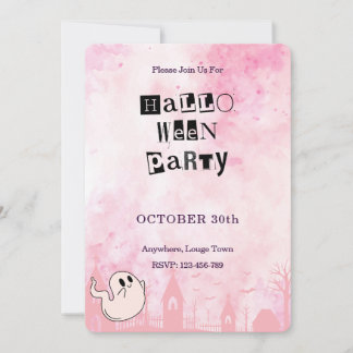 Invitación de tarjeta de fantasma linda para fiest