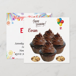 Invitación de Tarjeta de Feliz Cumpleaños Cupcake 