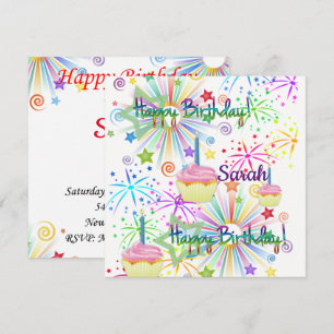 Invitación de Tarjeta de Feliz Cumpleaños Cupcake