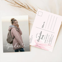 Invitación de Tarjeta de Graduación con Foto y Laz
