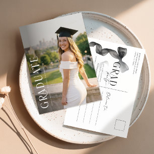 Invitación de Tarjeta de Graduación con Lazo Negro