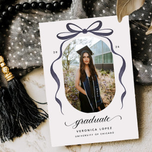 Invitación de Tarjeta de Graduación con Lazo Negro