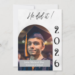 Invitación de Tarjeta de Graduación de Foto Minima