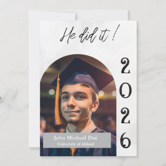 Invitación de Tarjeta de Graduación de Foto Minima