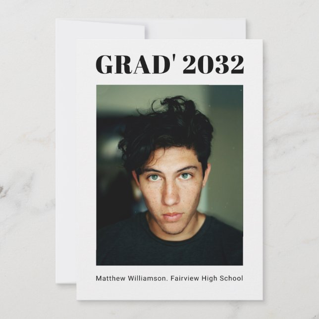 Invitación de Tarjeta de Graduación de Foto Modern (Anverso)