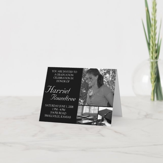 Invitación de tarjeta de graduación de fotografía  (Anverso)