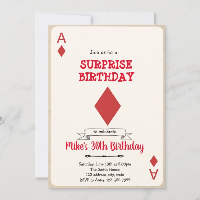 invitación de tarjeta de juego de casino (Anverso)