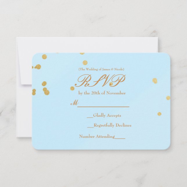invitación de tarjeta de respuesta Blue & Gold Con (Anverso)